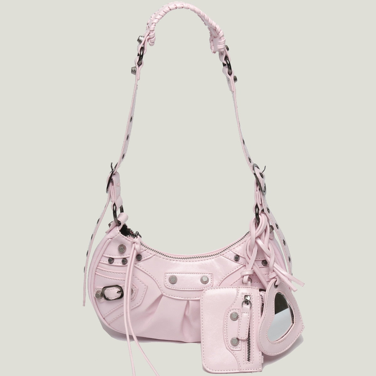 Leather Crossbody/Shoulder Bag With Card Holder And Mirror