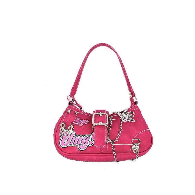 Y2K Pink Denim Satchel Bag for Women Pink Hobo Bag Punk Style Shoulder Bag  Crossbody Bag Handbag for Pink Party Accessories