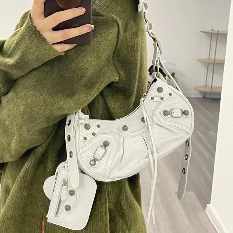 Leather Crossbody/Shoulder Bag With Card Holder And Mirror