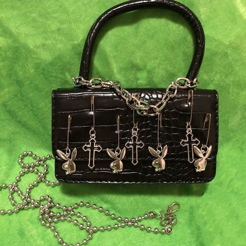 Leather Bunny Satchel Shoulder Bag