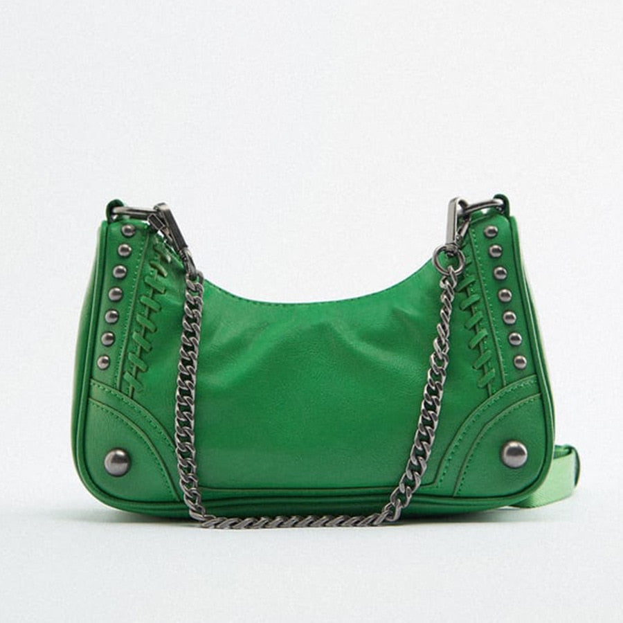 Rivet Leather Crossbody Bag