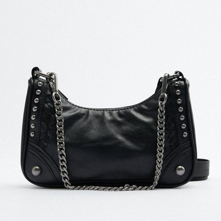 Rivet Leather Crossbody Bag