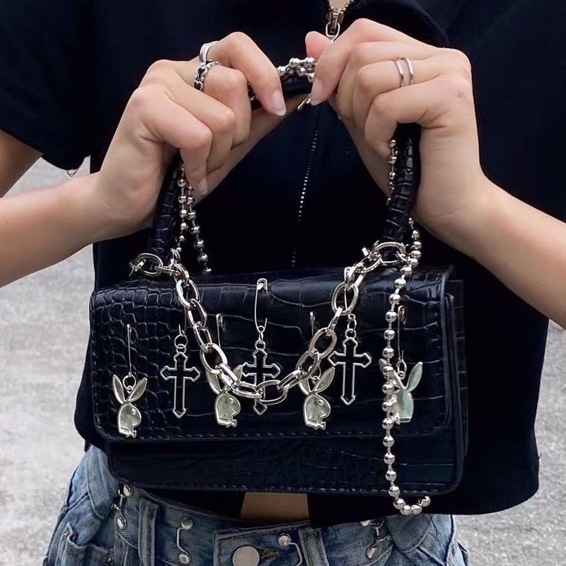 Leather Bunny Satchel Shoulder Bag