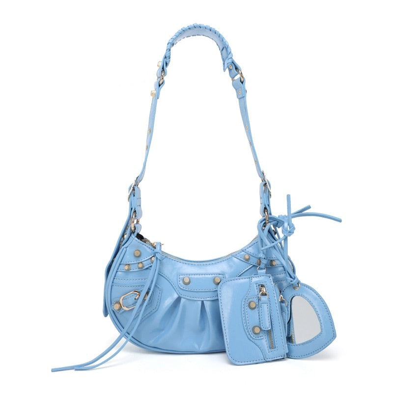 Leather Crossbody/Shoulder Bag With Card Holder And Mirror