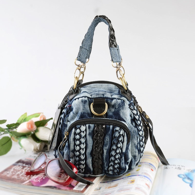 Denim & Black Crossbody Shoulder Bag – COCINELA