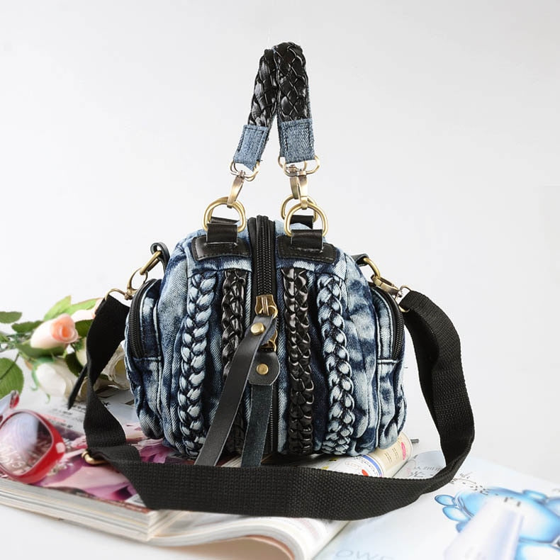 Denim & Black Crossbody Shoulder Bag – COCINELA